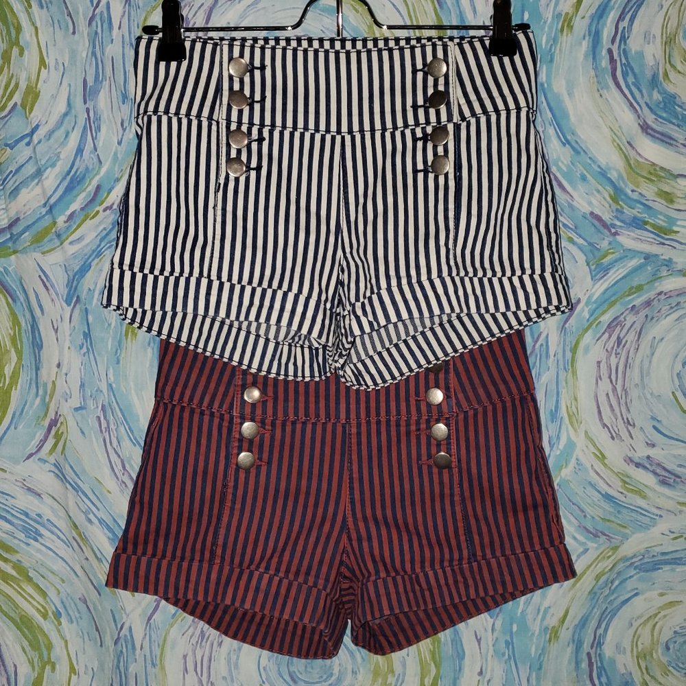 Forever 21 Striped Matelot Shorts, Set of 2